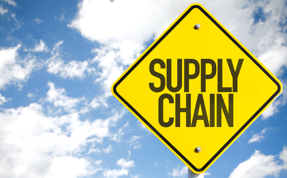 Road sign that says suupply chain