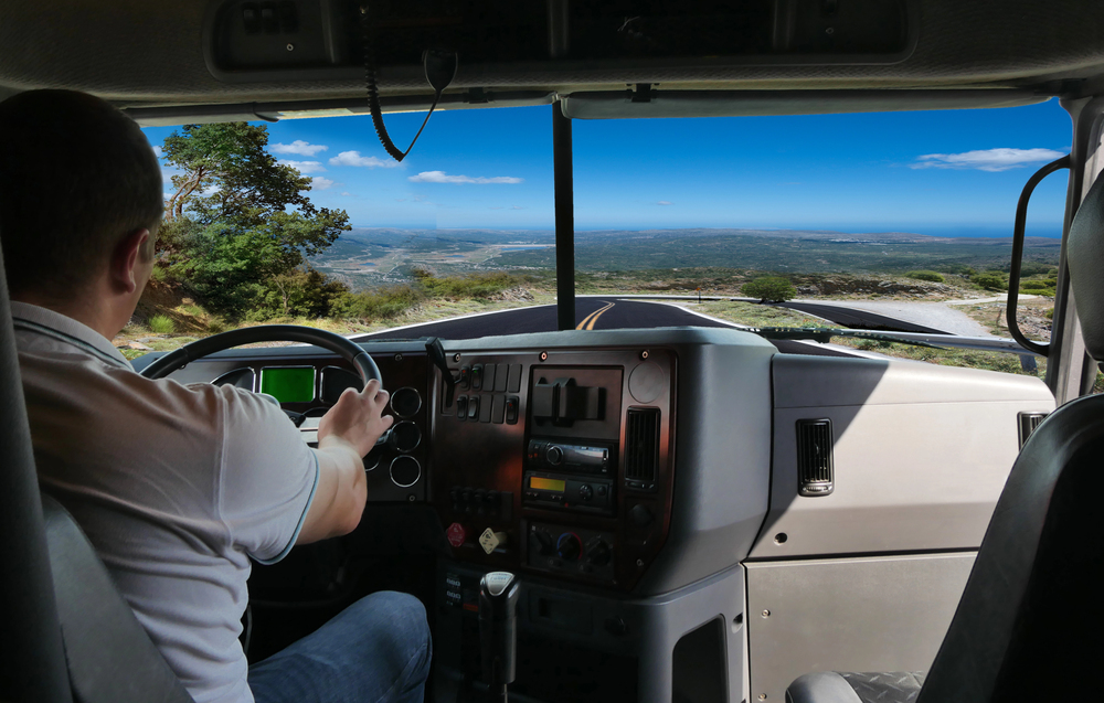 Truck driver behind the wheel
