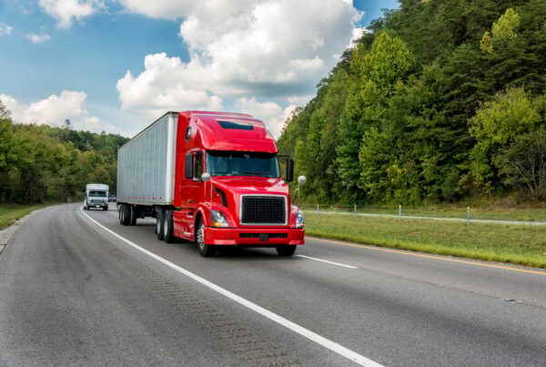 Red truck on the road