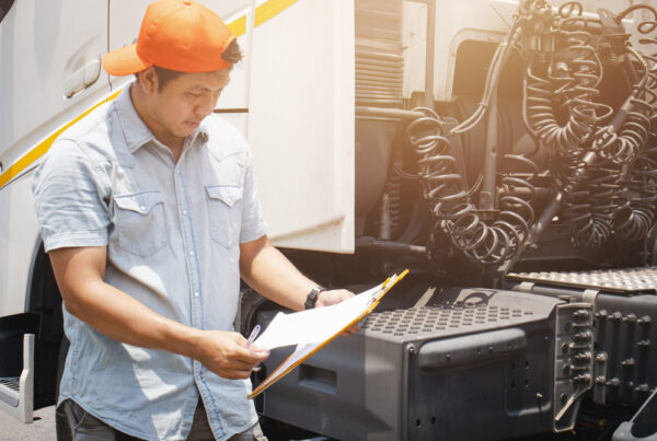 Man inspecting truck